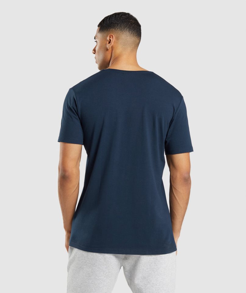 Men's Gymshark Essential T-Shirts Navy | NZ 6KMNPU